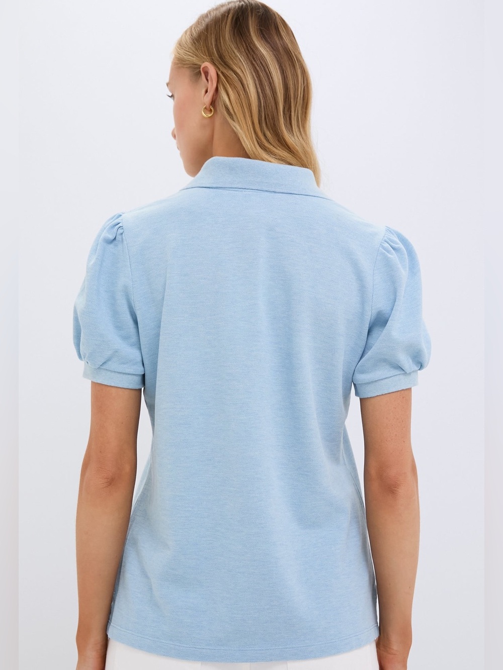 Tuckernuck Light Blue Puff-Sleeve Polo Top - Picture 3 of 6